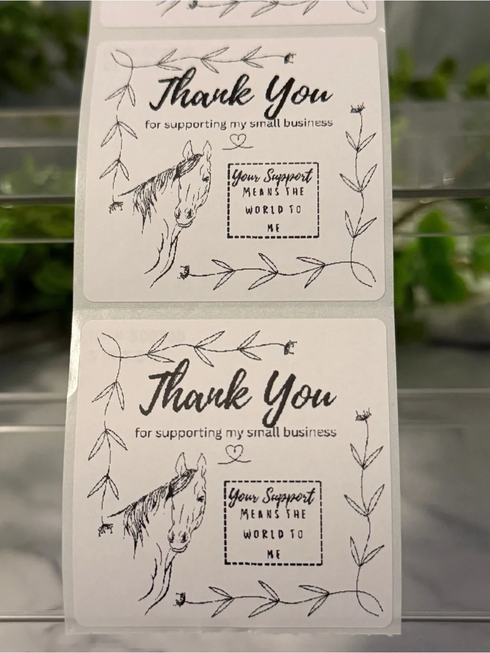 200 Western Horse Thank You Stickers 2x2 Small Business Packaging Labels Roll